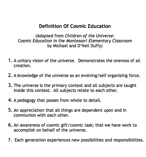 Definition of Cosmic Education